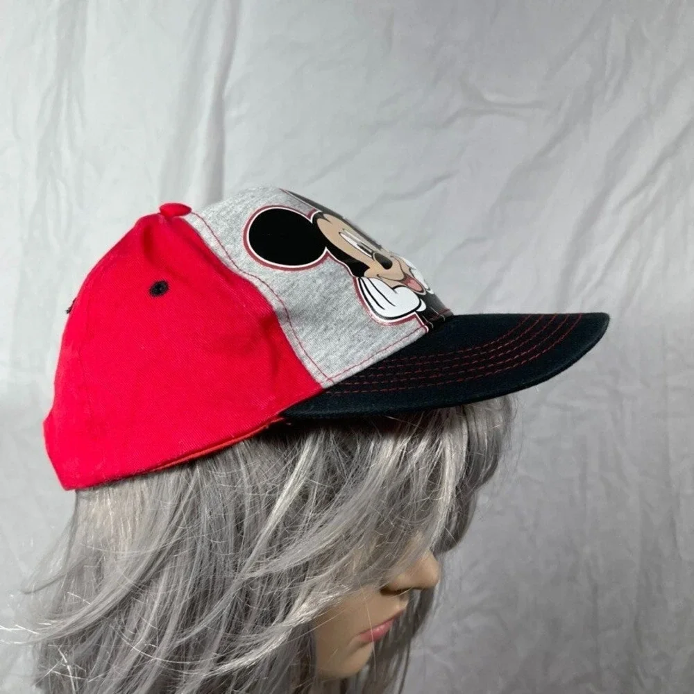 Disney Mickey Mouse Hat Cap Snapback Boys One Size Red Gray Adjustable‎ Cartoon
